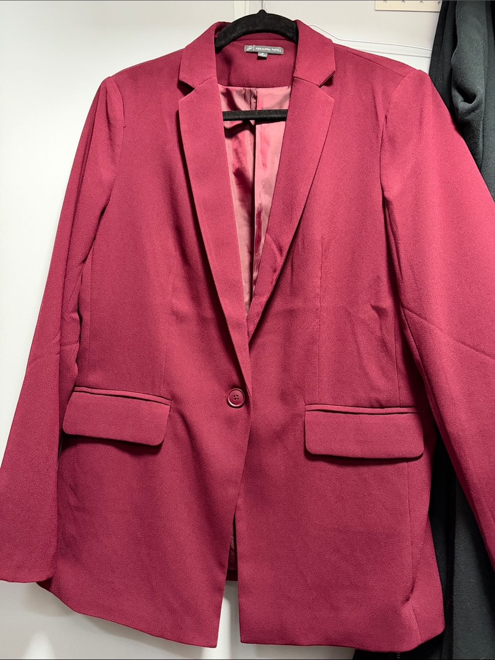 Adrianna Papell Burgandy Single-Button Notch Lapel Blazer